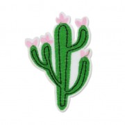 Escudo thermoadesivo Cactus florido 82x55 mm Verde/Roso x1
