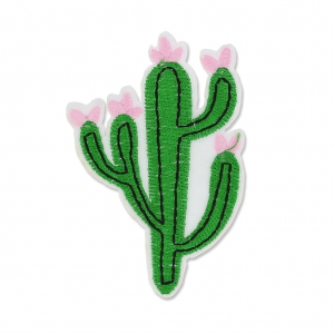 Escudo thermoadesivo Cactus florido 82x55 mm Verde/Roso x1