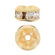 Perla rondel Strass 5 mm dorado/Crystal x4