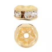 Perla rondel Strass 5 mm dorado/Crystal x4