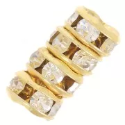 Perla rondel Strass 5 mm dorado/Crystal x4