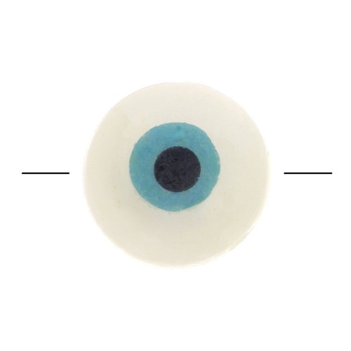 Cuenta oeil - Evil eye - en Nacre 10 mm Natural - Turquesa x1