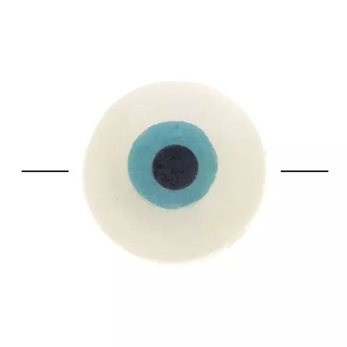 Cuenta oeil - Evil eye - en Nacre 10 mm Natural - Turquesa x1