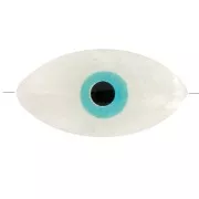 Cuenta oeil - Evil eye - en Nacre 15.5 mm Natural/Green Turquesa x1