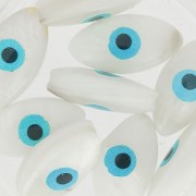 Cuenta oeil - Evil eye - en Nacre 15 mm Natural/Bleu x1