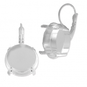 Dormeuses porte-cabochons Rivoli 18 mm argenté x2