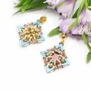 Cuentas de vidrio con 3 agujeros forma V AVA® Bead 10x4mm C Capri Gold Full x10