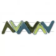 Cuentas de vidrio con 3 agujeros forma V AVA® Bead 10x4 mm Chalkwh. Shimmer x10