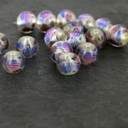 Cuenta ronde sérigraphiée motif feuilel 11.5 mm Violet/Silver x1