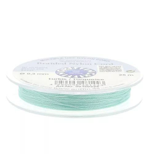 Hilo de jade / Griffin Hilo europeo de nailon trenzado 0,3 a 0,5 mm - Turquesa x25m