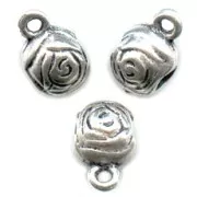 Cuentas metal con enganche para dijes 9x7 mm plateadas x4