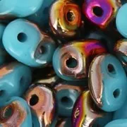 SuperDuo 2,5x5 mm Blue Turquesa Sliperit x10g