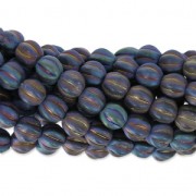 Cuentas de vidrio Melon Bead 6mm Blue Iris Mat x15