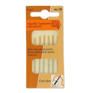 Agujas tapicería ojo dorado sin punta con extremo redondo Mediac n°18  x6