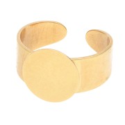 Anillo de base ajustable para cabujón de fondo plano de 12 mm - Dorado en oro fino x1