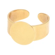 Anillo de base ajustable para cabujón de fondo plano de 12 mm - Dorado en oro fino x1