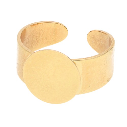 Anillo de base ajustable para cabujón de fondo plano de 12 mm - Dorado en oro fino x1