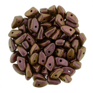 Cuentas de vidrio Prong Beads 1 agujero 3x6 mm Copper Rose Polychrome x5g