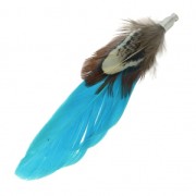 Doble pluma con terminal 70 mm Azul Turquesa x1