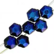Cuentas de vidrio checa Honeycomb Jewel 6 mm Jet Azuro x20