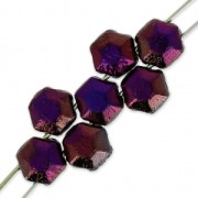 Cuentas de vidrio checa Honeycomb Jewel 6 mm Jet Brown Flare x20