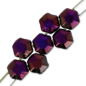 Cuentas de vidrio checa Honeycomb Jewel 6 mm Jet Brown Flare x20