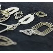 Entrepieza estilo cabuchón facetado 2 anillas 23 mm de Plata 925  x1