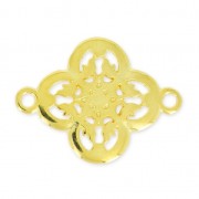 Entrepieza filigrana diseño flor 21 mm dorado con oro fino  x1