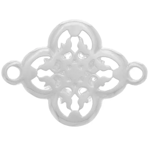 Entrepieza filigrana diseño flor 20 mm Chapado en plata fina x1