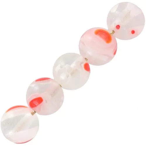 Redondas Millefiori 12 mm Crystal flores Rojo x4