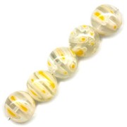 Redondas Millefiori 10 mm Crystal flores Amarillo x5