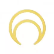 Entrepieza en forma de media luna o cuerna 18 mm dorado con oro fino x1