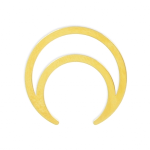 Entrepieza en forma de media luna o cuerna 18 mm dorado con oro fino x1