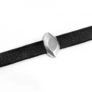 Cuenta pasador slider de metal navette para cordón 5 mm Chapado Plateado envejecido x1