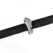 Cuenta pasador slider papagayo para cordón 5 mm Chapado Plateado envejecido x1