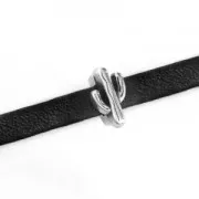 Cuenta pasador slider cactus para cordón 5 mm Chapado Plateado envejecido x1