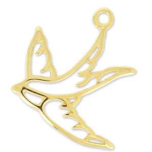 Dije de metal golondrina 24mm Dorado con oro fin x1