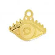 Dije de metal ojo de la buena suerte 12 mm Dorado con oro fin x1