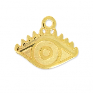 Dije de metal ojo de la buena suerte 12 mm Dorado con oro fin x1