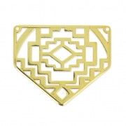 Colgante entrepieza 2 agujeros decorado con diseños étnicos 29mm doré x1