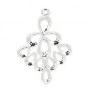 Colgante de metal gotas 25 mm chapado en plata fina x1