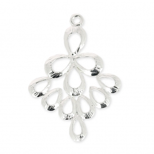 Colgante de metal gotas 25 mm chapado en plata fina x1