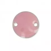 Entrepieza de metal redonda 2 agujeros resina epoxi 10 mm Rosa x5