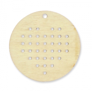 Colgante redondo/corazón de madera bruto a personalizar 45 mm para punto de cruz