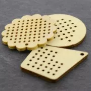 Colgante fleur de madera bruto a personalizar 45 mm para punto de cruz