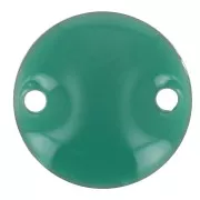 Entrepieza de metal redonda 2 agujeros resina epoxi 10 mm verde esmeralda x5
