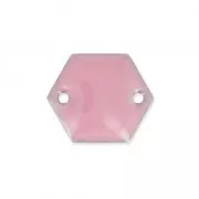 Entrepieza de metal hexágono 2 agujeros resina epoxi 11.5 mm Rosa x8
