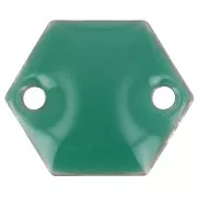 Entrepieza de metal hexágono 2 agujeros resina epoxi 11.5 mm verde esmeralda x8