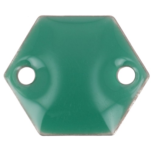 Entrepieza de metal hexágono 2 agujeros resina epoxi 11.5 mm verde esmeralda x8