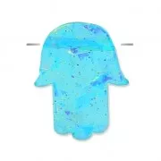 Mano de Fatma perforada 14 mm imitación Opalo Turquesa